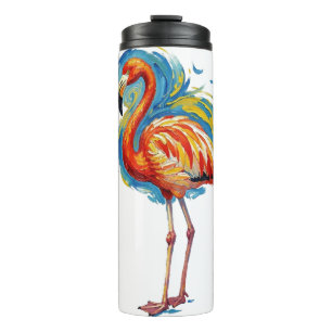 Colorful Flamingo Abstract Brushstroke Bird Art Thermal Tumbler