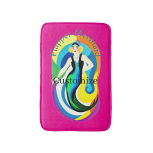 Colorful Flapper Mermaid Thunder_Cove Bath Mat