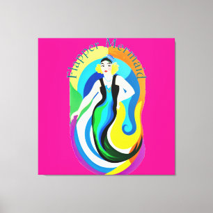 Colorful Flapper Mermaid Thunder_Cove Canvas Print