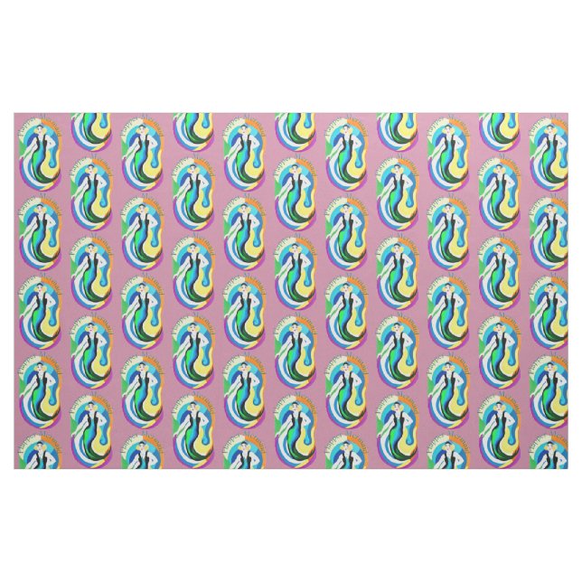 Colorful Flapper Mermaid Thunder_Cove  Fabric (Fat Quarter)