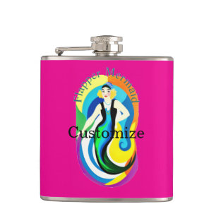 Colorful Flapper Mermaid Thunder_Cove Hip Flask