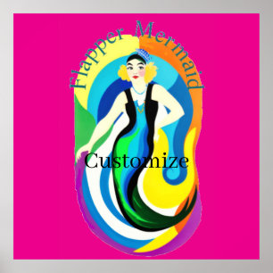 Colorful Flapper Mermaid Thunder_Cove Poster