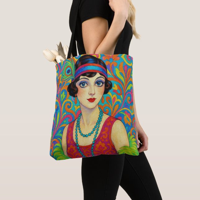 Colorful Flapper Tote Bag. Bag (Close Up)