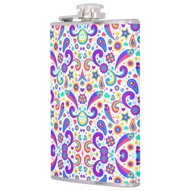 Colorful flask with a vibrant pattern  (Left)