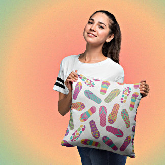 Colorful Flip Flops Decorative Throw Pillow