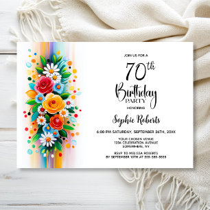 Colorful Floral 70th Birthday Party Invitation