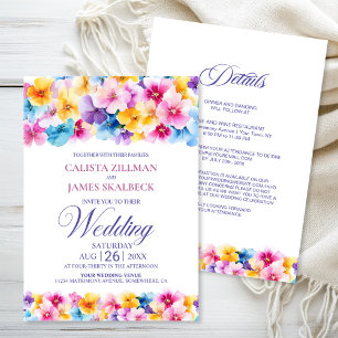 Colorful Floral All in One Wedding Invitation