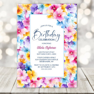 Colorful Floral Any Age Birthday Party Invitation