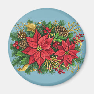 Colorful Floral Arrangement for Christmas Magnet