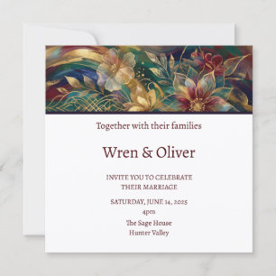 Colorful Floral Art Wedding Invitation