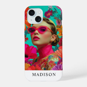 Colorful Floral Art-Woman iPhone 15 Case