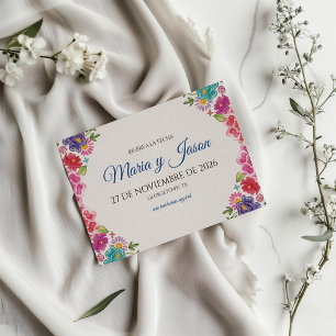 Colorful Floral Botanical Fiesta Spanish Wedding Save The Date