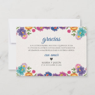 Colorful Floral Botanical Fiesta Spanish Wedding Thank You Card