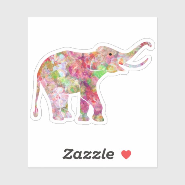 Colorful floral collage cCute elephant (Sheet)
