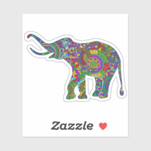 Colorful floral cute elephant illustration