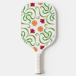 Colorful Floral Damask Sunflower Pattern Cute Folk Pickleball Paddle