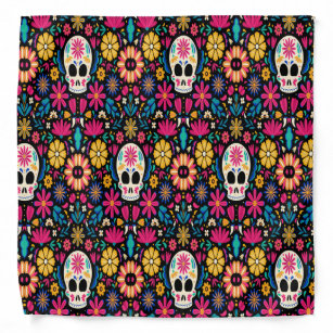 Colorful Floral Day Of The Dead Bandana