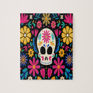 Colorful Floral Day Of The Dead Jigsaw Puzzle