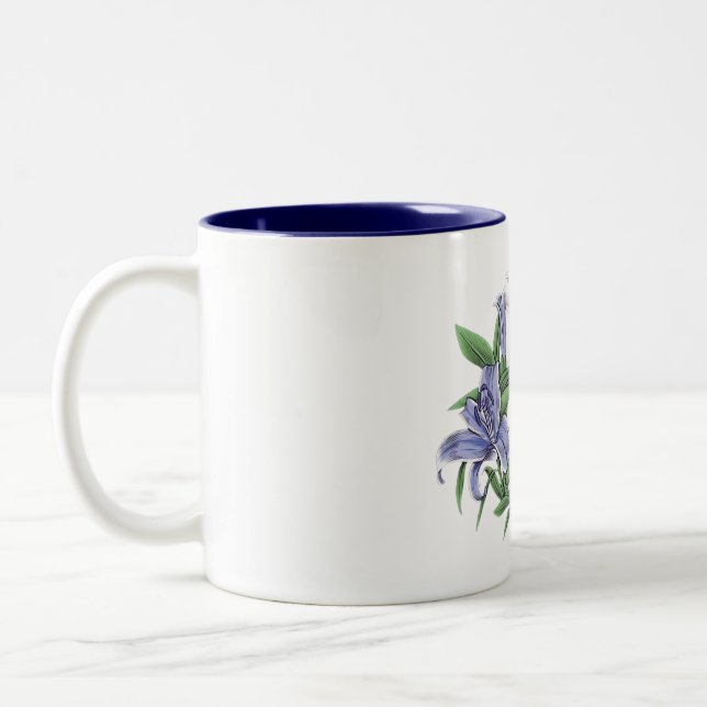 colorful floral design  Two-Tone coffee mug (Left)