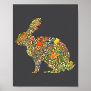 Colorful Floral Easter Bunny Spring Flower Rabbit Poster