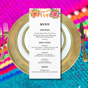Colorful Floral Fiesta Mexican Wedding Menu