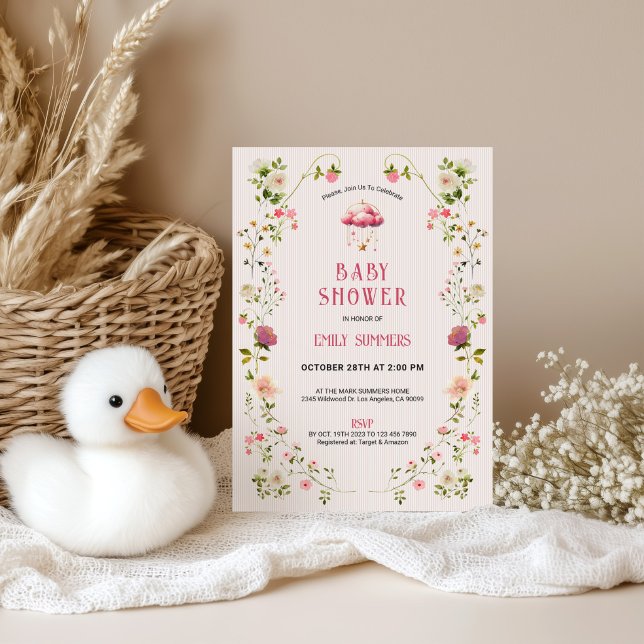 Colorful Floral Frame Baby Shower Invitation (Creator Uploaded)