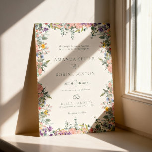 Colorful Floral Frame Wedding Invitation