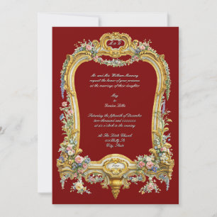 Colorful Floral Fruit Baroque Rococo Frame Wedding Invitation