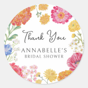 Colorful Floral Garden Bridal Shower Classic Round Sticker