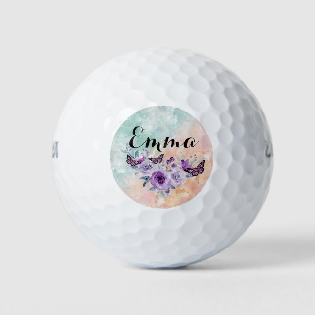 Colorful Floral Garden Pattern Golf Balls (Front)