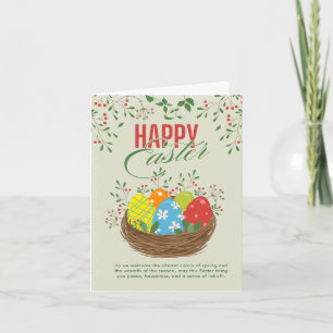 Colorful Floral Illustration Happy Easter Thank You Card