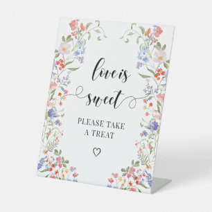 Colorful Floral Love is Sweet Wedding Treat Sign