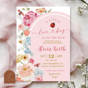 Colorful Floral Lovebug Baby Shower Invitation