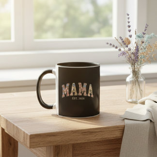Colorful Floral Mama Varsity Motherhood Art Mug