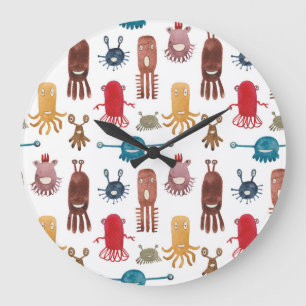 Colorful Floral Mandala: Vintage Hand-Drawn Large Clock