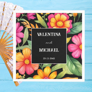Colorful Floral Mexican Fiesta Wedding Napkin