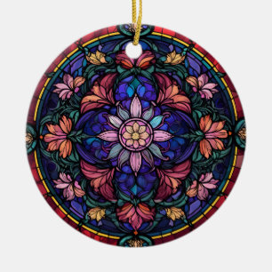 Colorful floral mozaic ceramic tree decoration