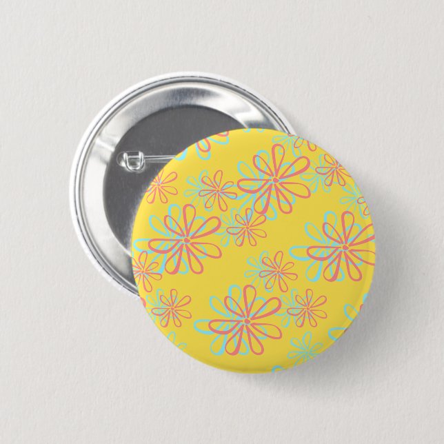 Colorful Floral Pattern 6 Cm Round Badge (Front & Back)