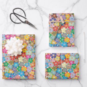 COLORFUL FLORAL PATTERN BOTANICAL WRAPPING PAPER SHEET