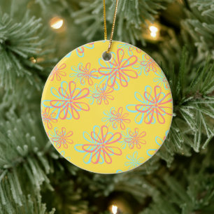 Colorful Floral Pattern Ceramic Tree Decoration