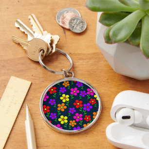 Colorful Floral Pattern Key Ring