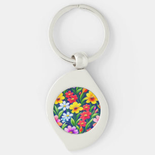Colorful floral pattern key ring