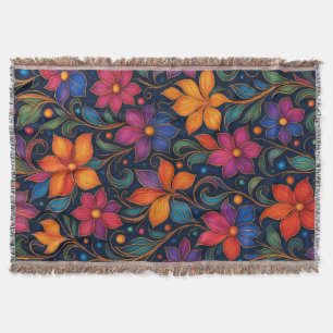 Colorful Floral Pattern Kitchen Towel Vibrant Throw Blanket