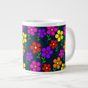 Colorful Floral Pattern Large Coffee Mug