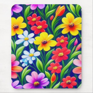 Colorful floral pattern mouse mat