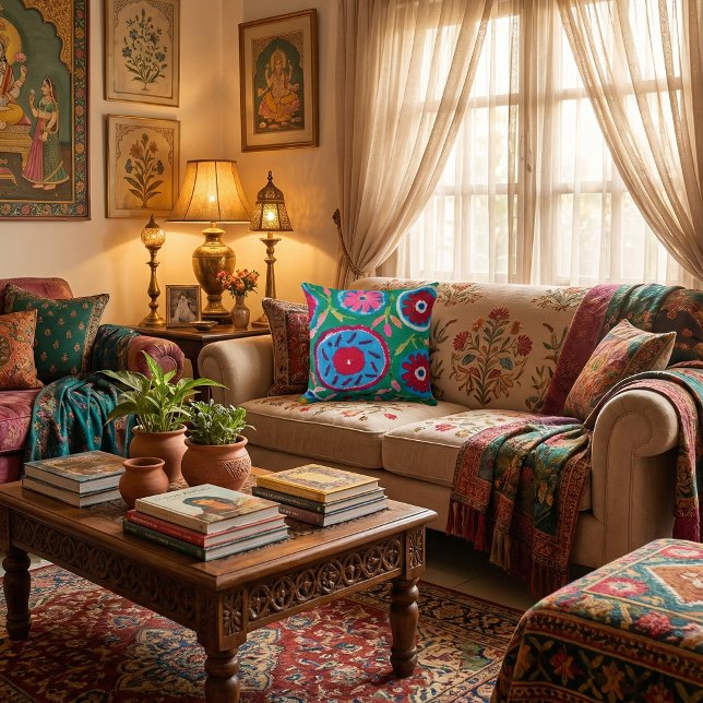   Colorful Floral  pattern nature vibrant flowers Cushion (Creator Uploaded)