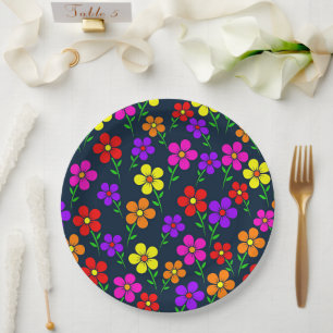 Colorful Floral Pattern Paper Plate