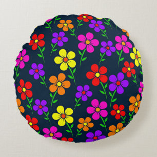 Colorful Floral Pattern Round Cushion