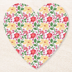 Colorful Floral Pattern Seamless Bright Flower  Paper Coaster