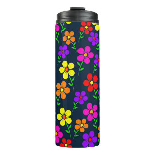 Colorful Floral Pattern Thermal Tumbler